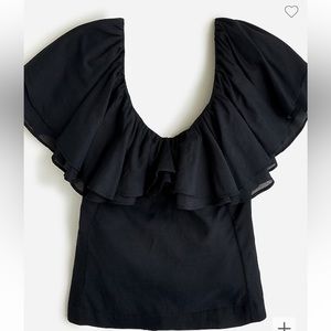 J. Crew Double-ruffle cotton voile top in black sz 8 NWT